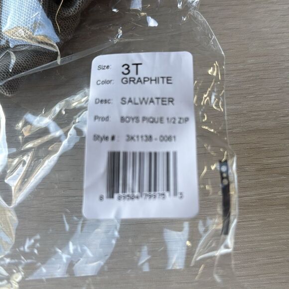 Vineyard Vines Saltwater 1/4-Zip Pullover Sweatshirt Grey 3T NWT‎ in packaging - Picture 6 of 8